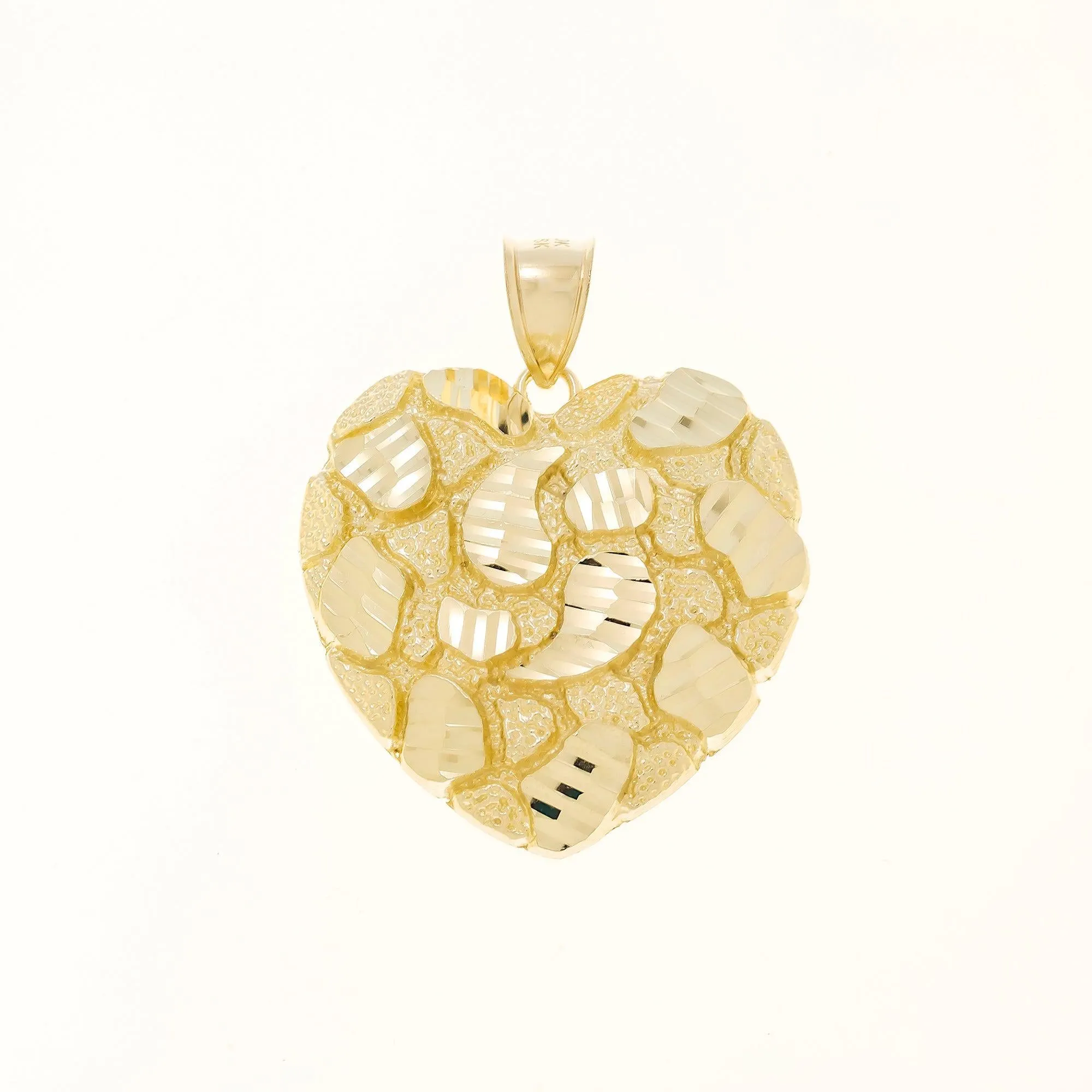 10K GOLD HEART NUGGET PENDANT 7.9G