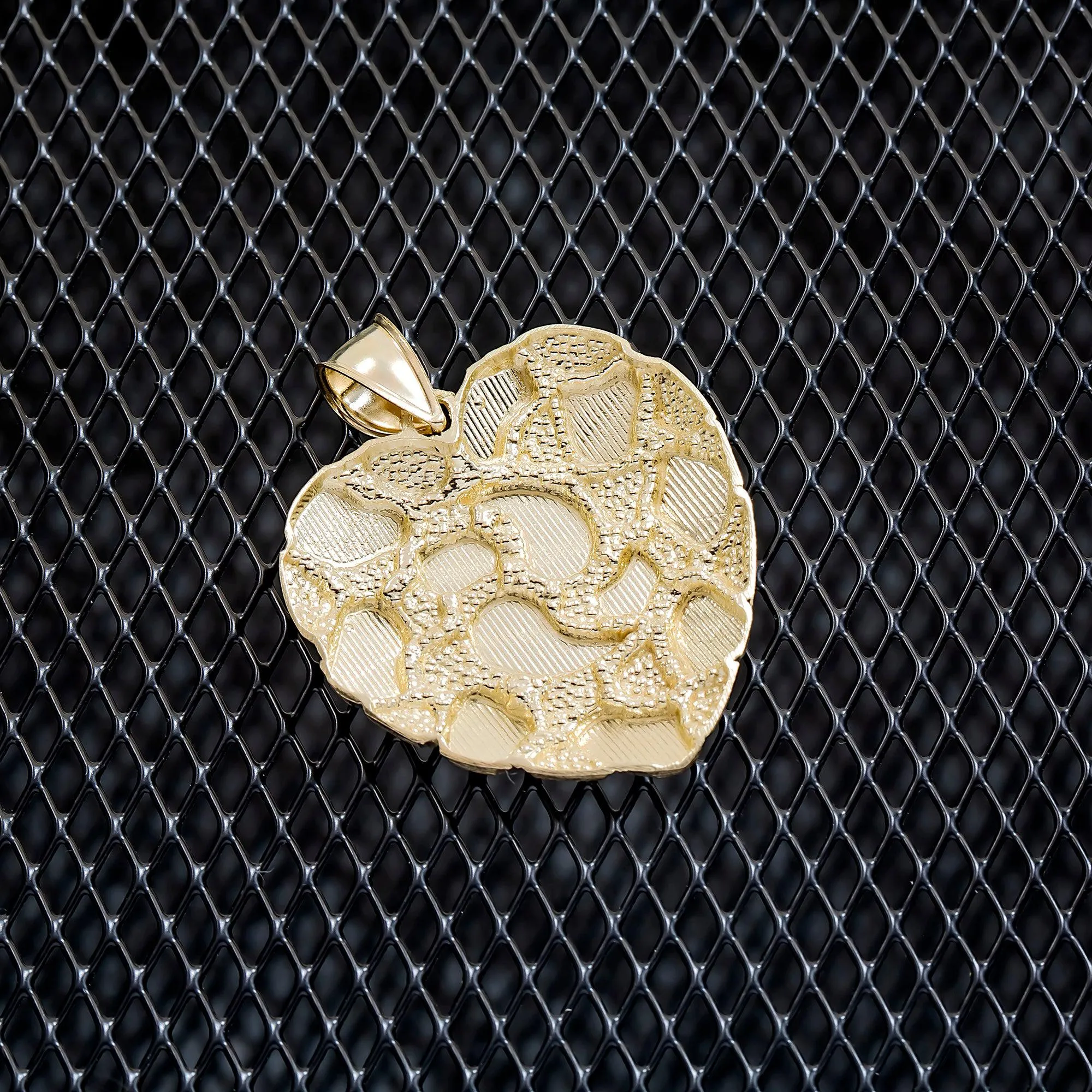 10K GOLD HEART NUGGET PENDANT 7.9G