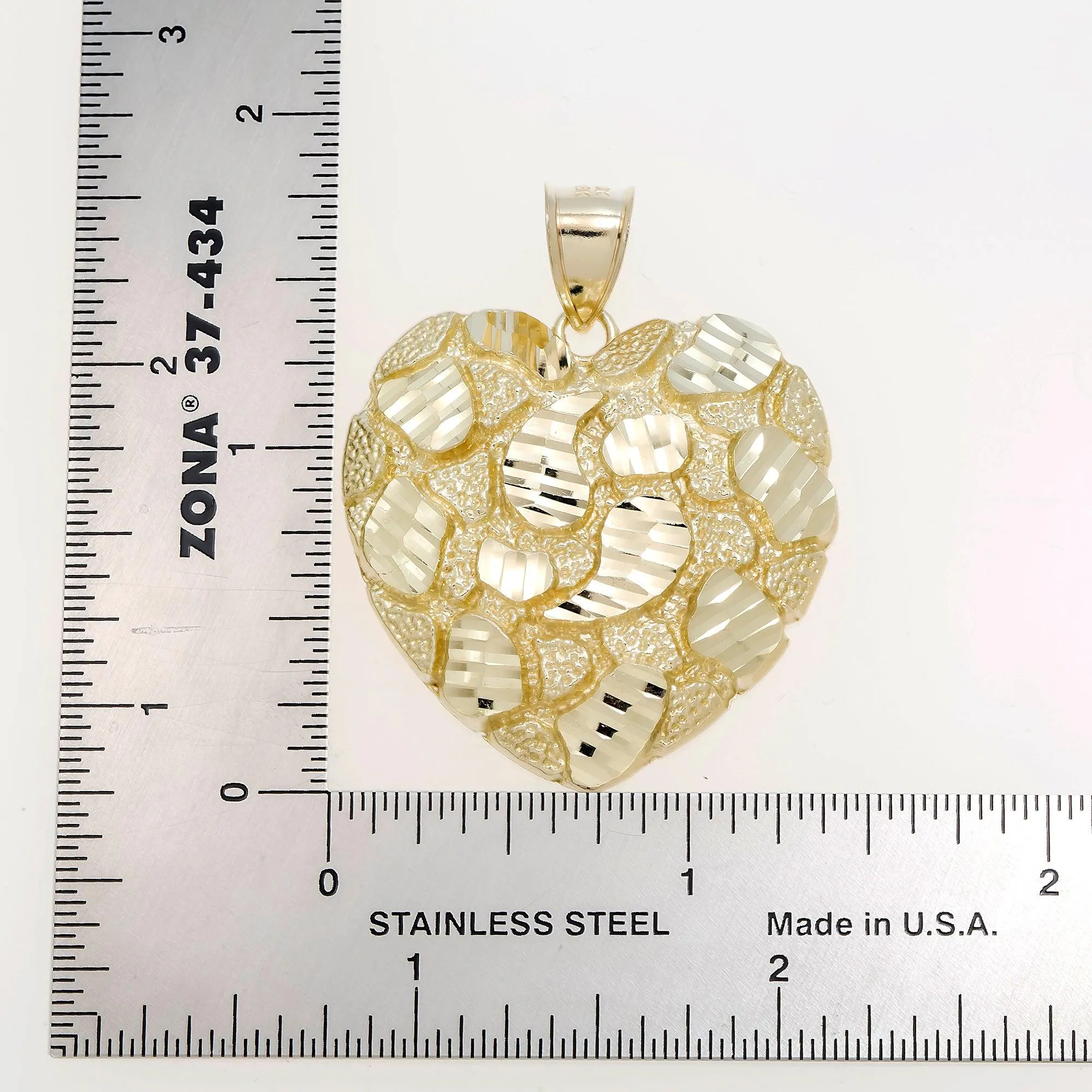 10K GOLD HEART NUGGET PENDANT 7.9G