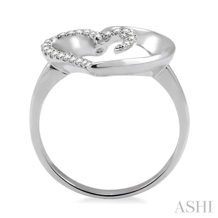 1/10 Ctw Round Cut Diamond Heart Shape Ring in Sterling Silver