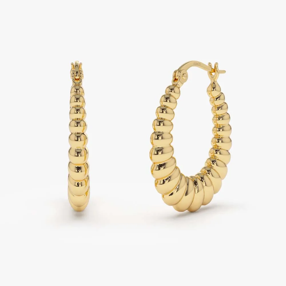 14k Gold Bold Twisted Women's Earrings