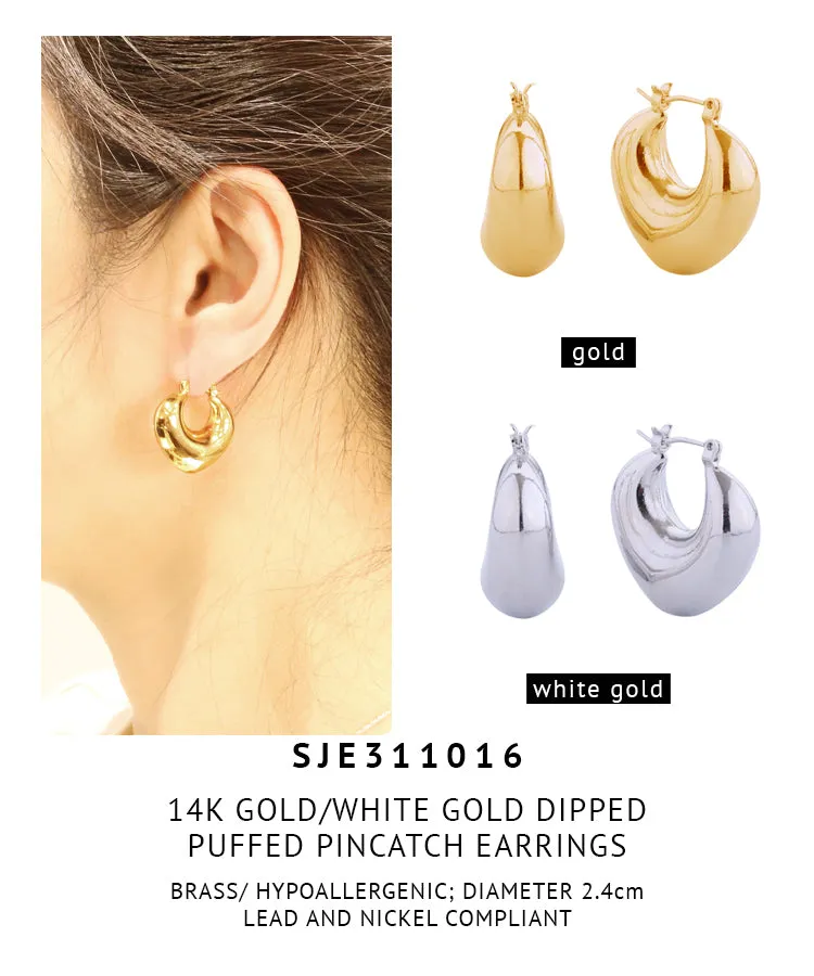 14K Gold Dipped Puffed Pincatch Earrings