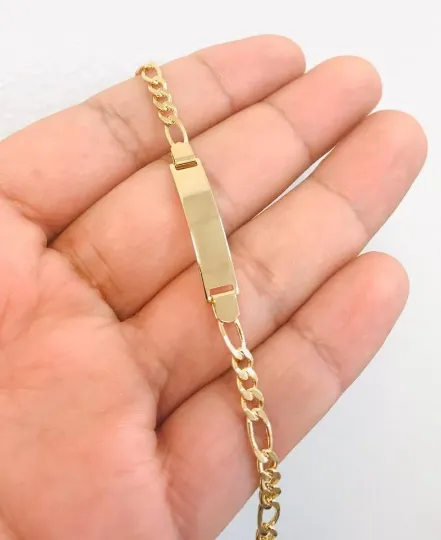 14K Gold Filled Baby ID Bracelet 6" Inches Figaro Link Kids Jewelry / Pulsera Figaro Link Para Ninos / Baby Bracelet / ID Bracelet / Childrens Bracelet