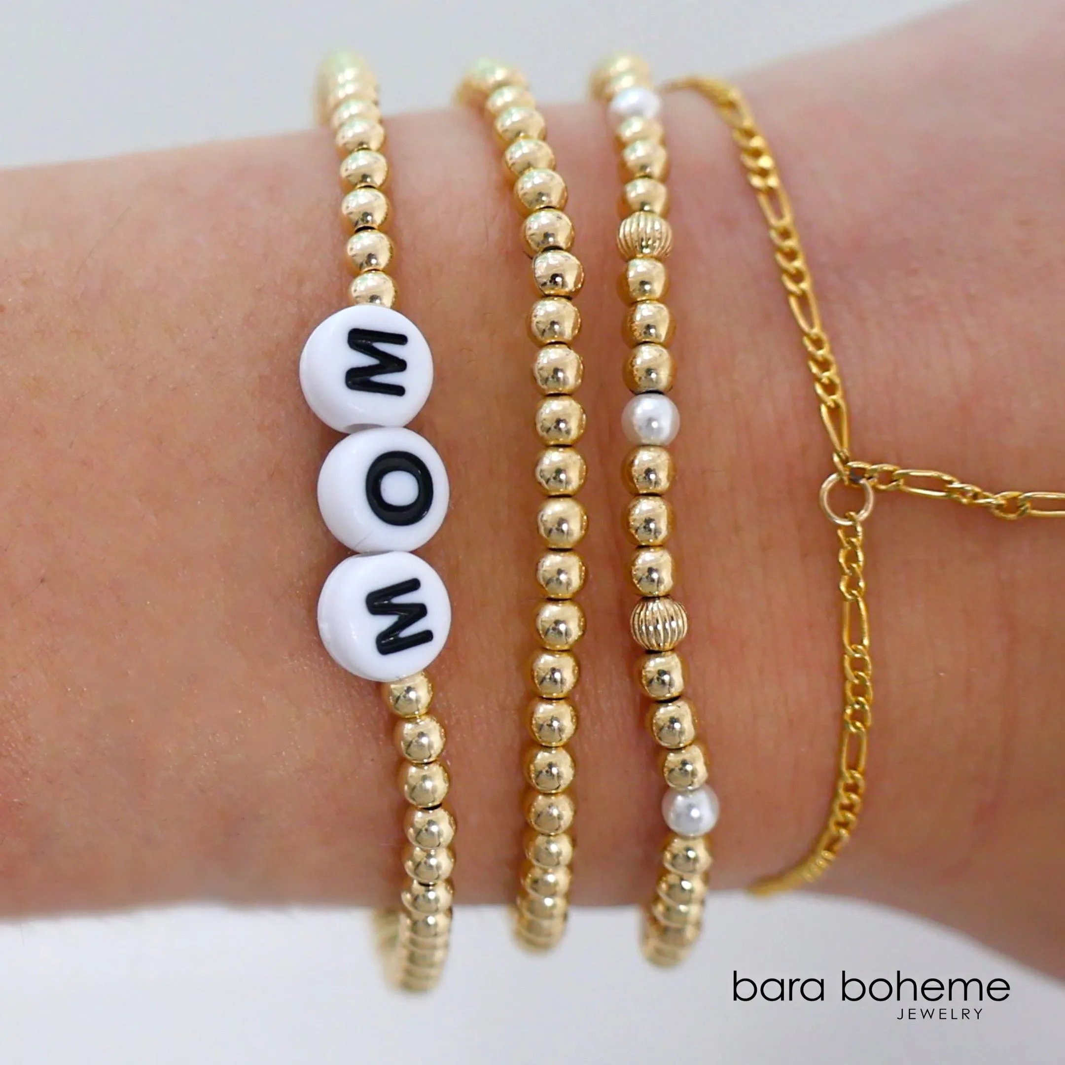 14k Gold filled Personalized Beaded Name Bracelet