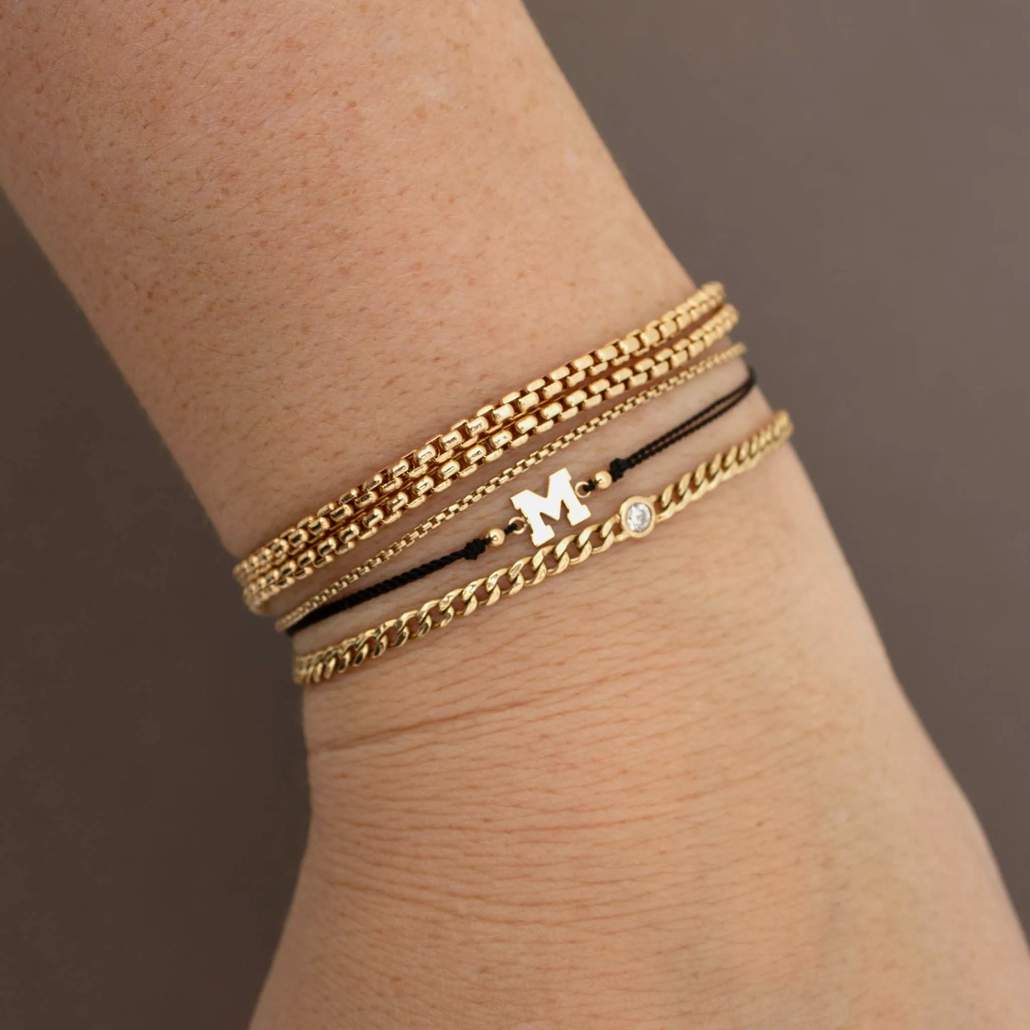 14k Initial Letter Cord Bracelet