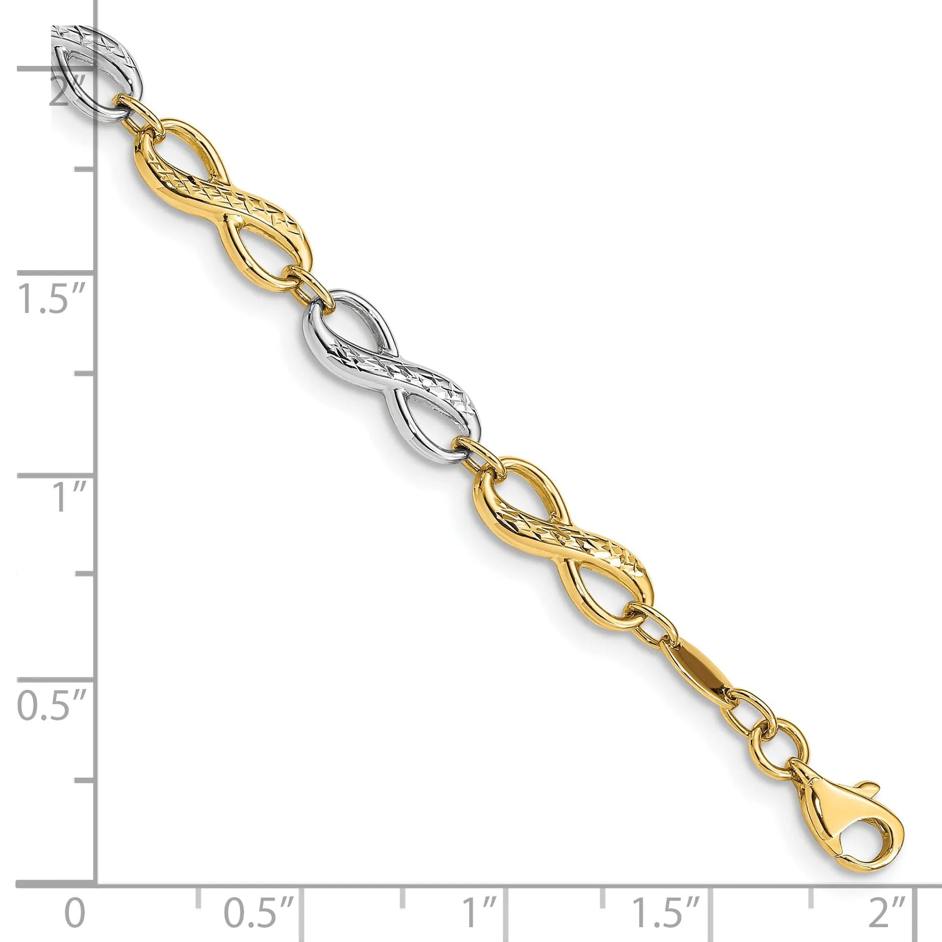 14K two-tone gold infinity symbol bracelet 7.5-inch