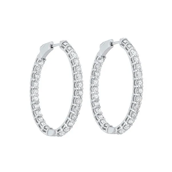 14KT White Gold & Diamond Classic Book Hoop Fashion Earrings   - 5-1/3 ctw