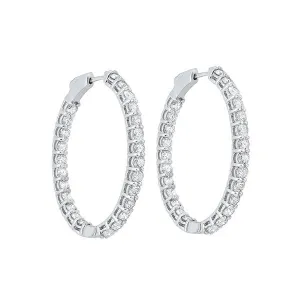 14KT White Gold & Diamond Classic Book Hoop Fashion Earrings   - 5-1/3 ctw