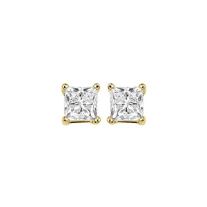 14KT Yellow Gold & Diamond Pricess Cut Stud Earrings  - 1/3 ctw