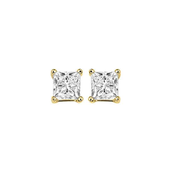 14KT Yellow Gold & Diamond Pricess Cut Stud Earrings  - 1/3 ctw