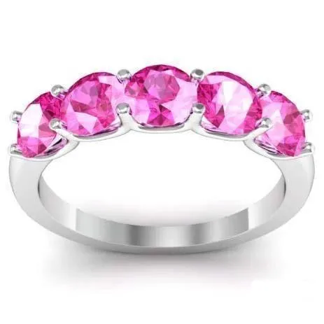 1.50cttw U Prong Pink Sapphire Five Stone Band