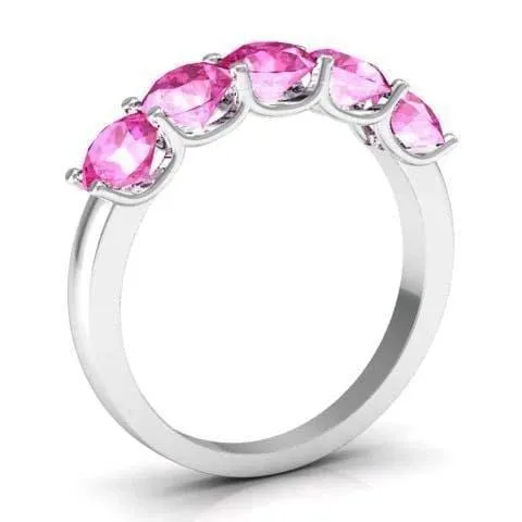 1.50cttw U Prong Pink Sapphire Five Stone Band