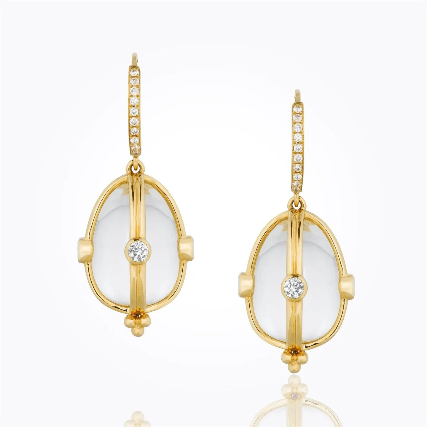 18K Classic Amulet Earrings with diamond pavé