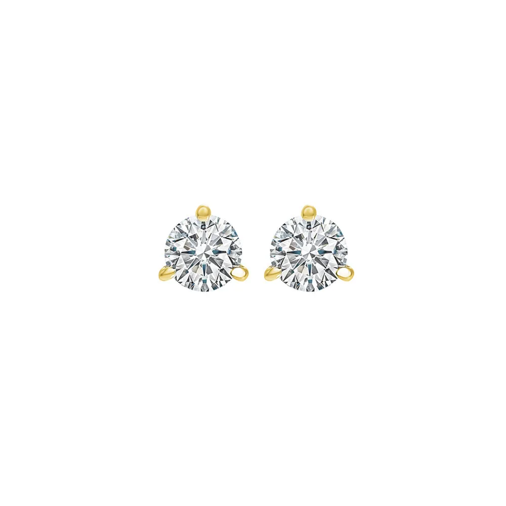 18KT Yellow Gold & Diamond Round Stud Earrings  - 1/5 ctw