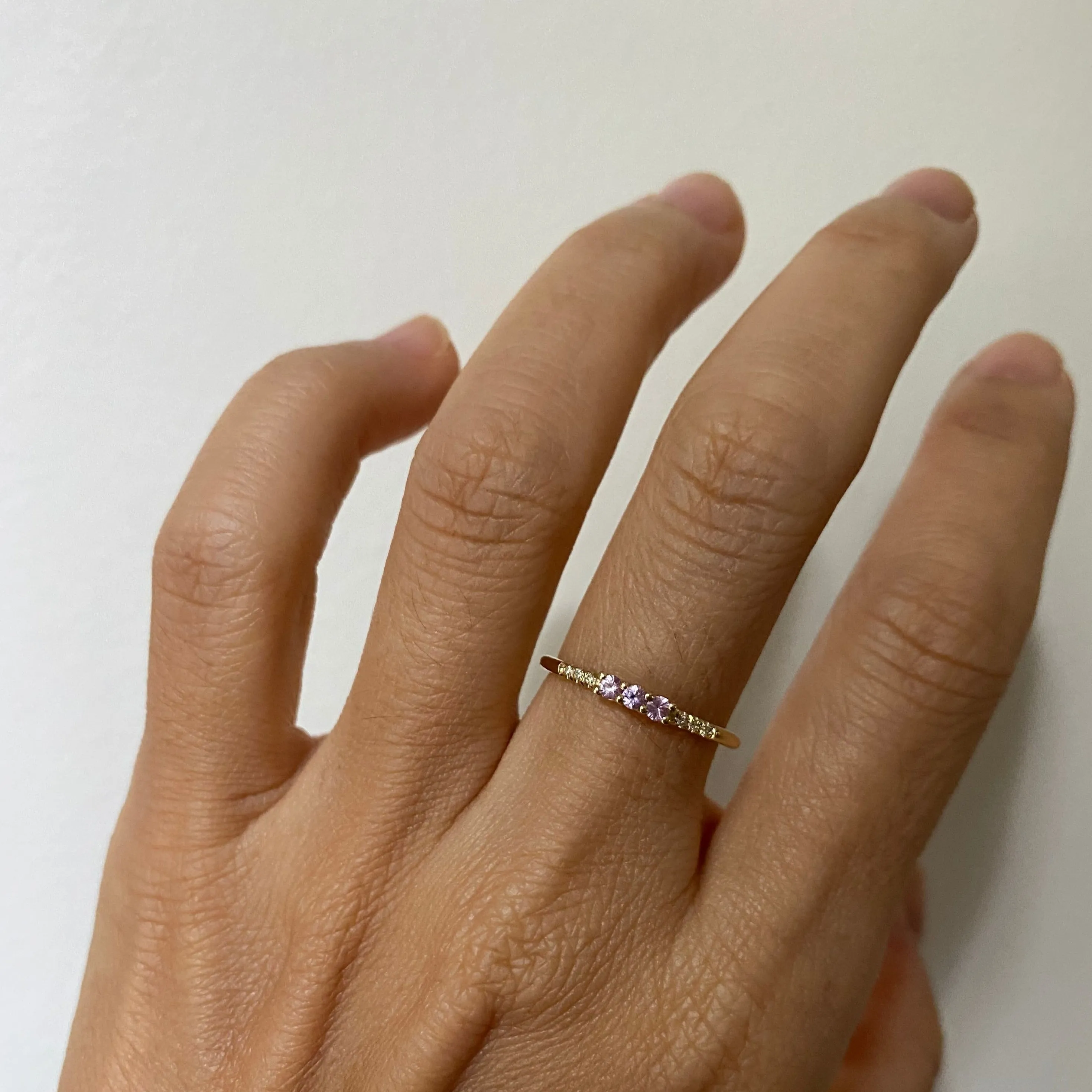 3 Pink Sapphire Equilibrium Ring