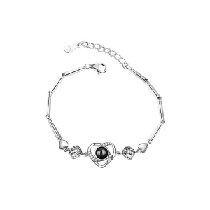 925 Sterling Silver Personalized Heart Felicity Bracelet with Picture Inside