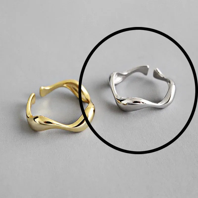 925 Sterling Silver Rings For Women Hollow Out Gold Color Temperament Personality Fashion Female Trendy Resizable Opening Rings