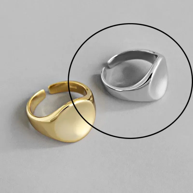 925 Sterling Silver Rings For Women Hollow Out Gold Color Temperament Personality Fashion Female Trendy Resizable Opening Rings