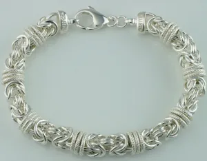 925 Sterling Silver Round Chunky Byzantine Bracelet