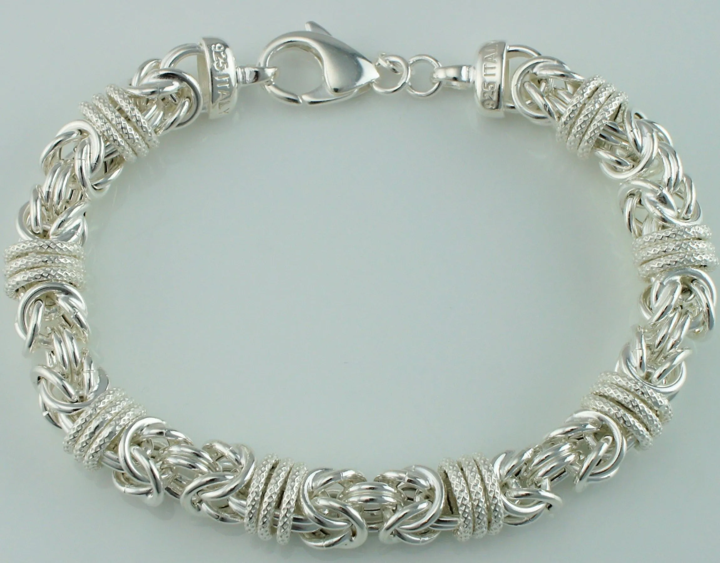 925 Sterling Silver Round Chunky Byzantine Bracelet