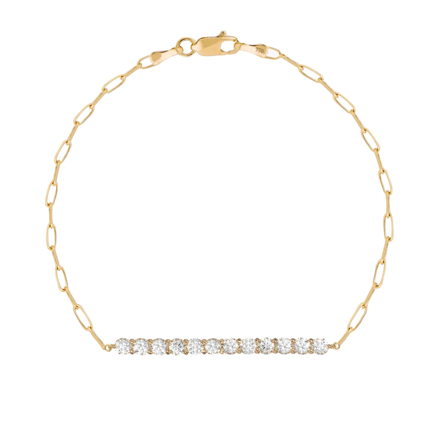 Accent Diamond Bar on Thin Paper Clip Bracelet