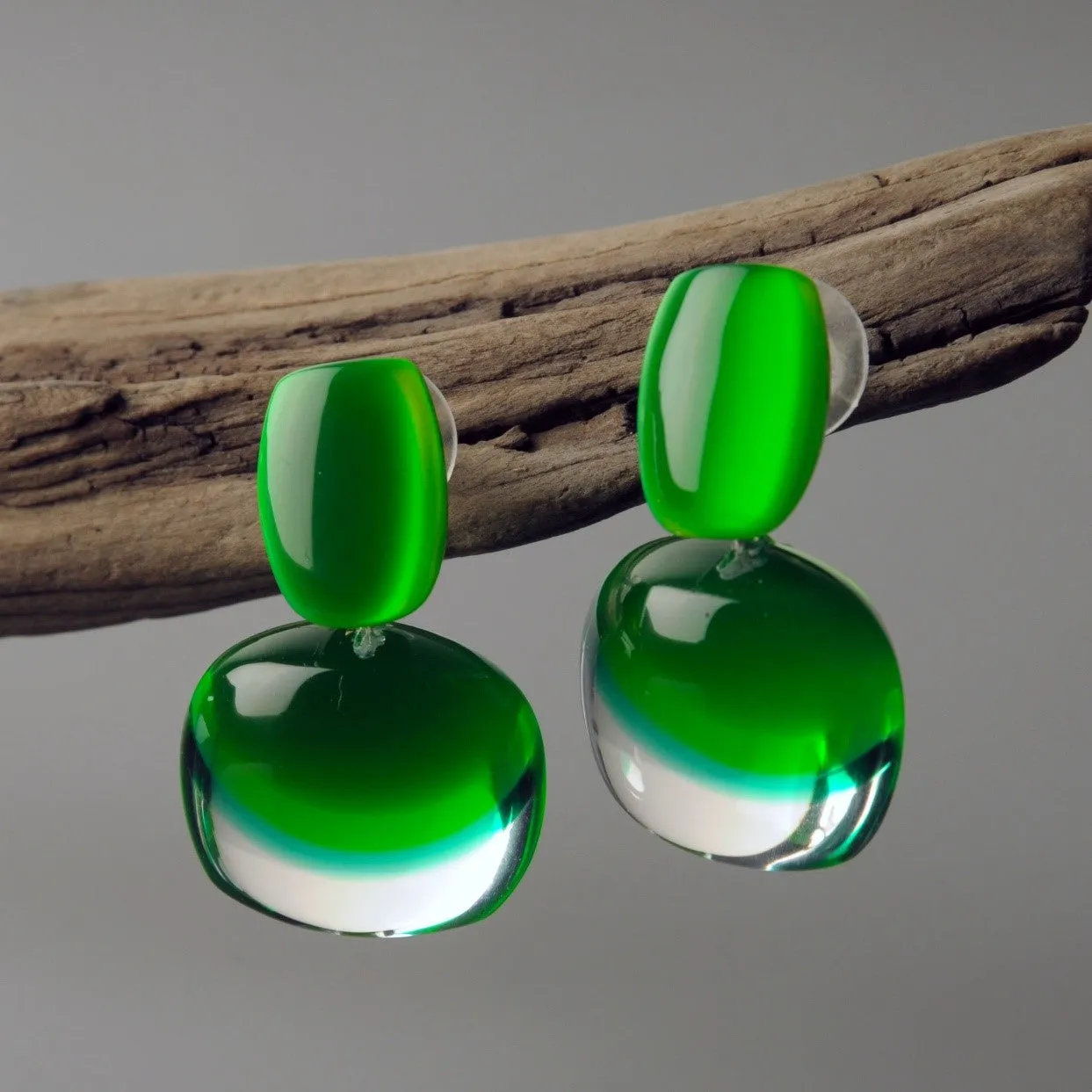 Acrylic Green Earrings