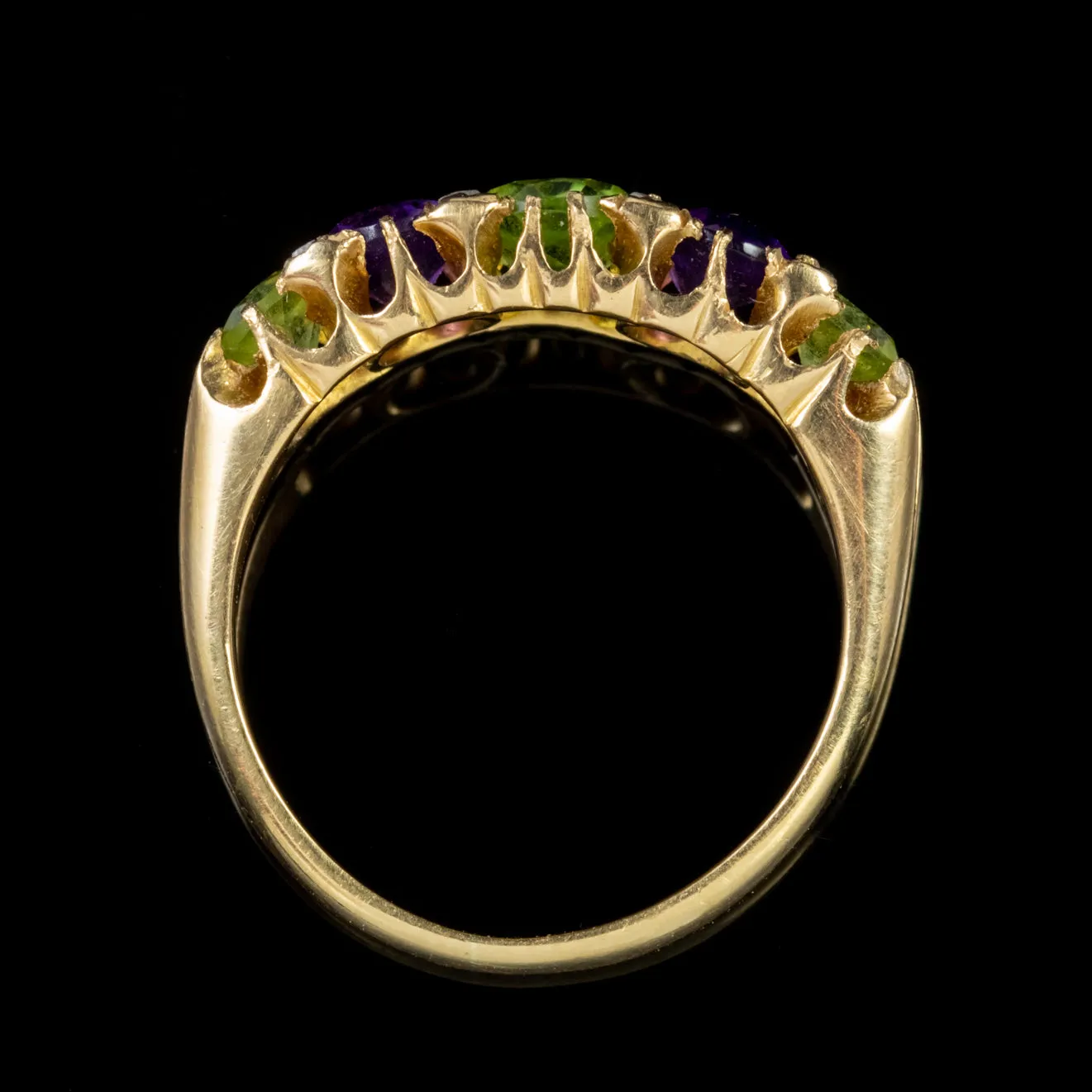 Antique Suffragette Peridot Amethyst Ring Edwardian Dated 1905