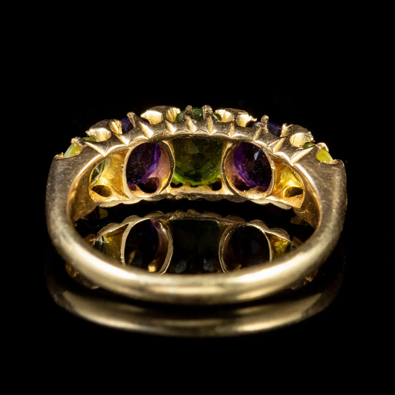 Antique Suffragette Peridot Amethyst Ring Edwardian Dated 1905