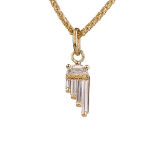 Asymmetric Art Deco Necklace with Half Moon Diamond