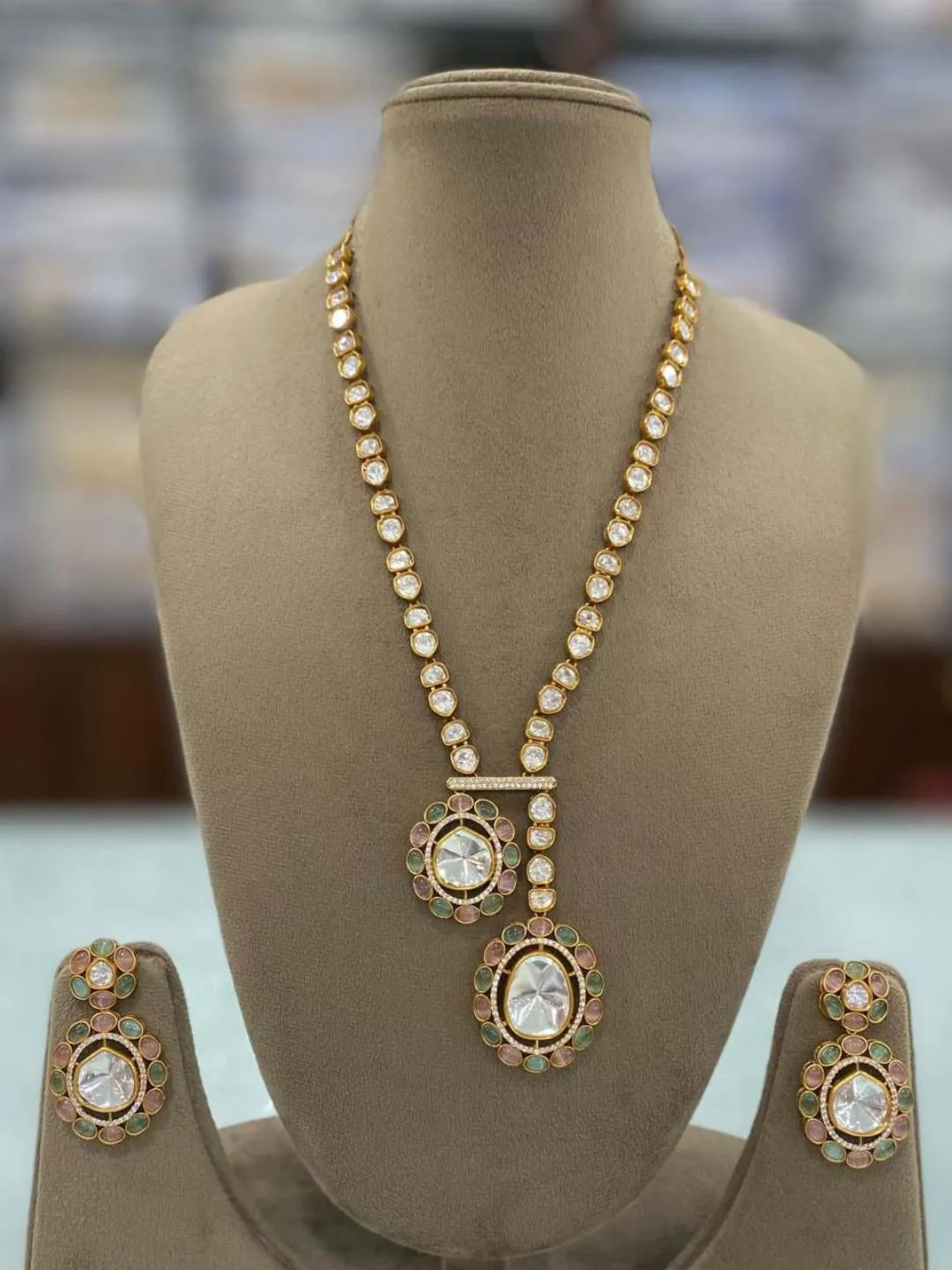 Asymmetric Stylish Polki Kundan Necklace