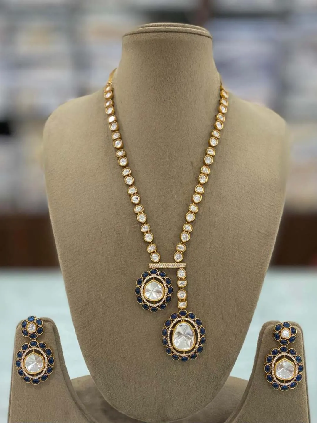 Asymmetric Stylish Polki Kundan Necklace