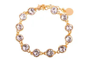 B7102 Brilliant Round Swarovski Elements Crystal & 18K Gold Chain Bracelet