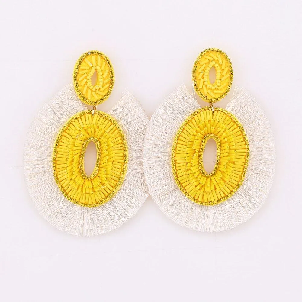 Big Bold Boho Fringe Fashion Statement Earrings