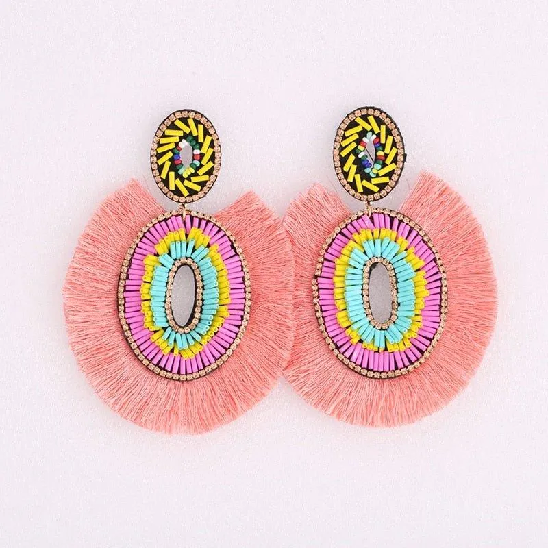 Big Bold Boho Fringe Fashion Statement Earrings