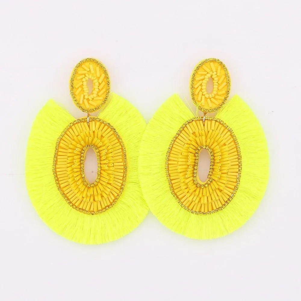 Big Bold Boho Fringe Fashion Statement Earrings