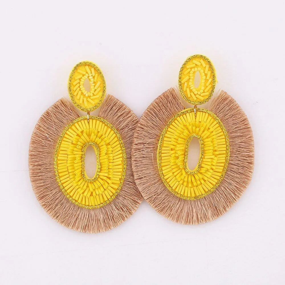 Big Bold Boho Fringe Fashion Statement Earrings