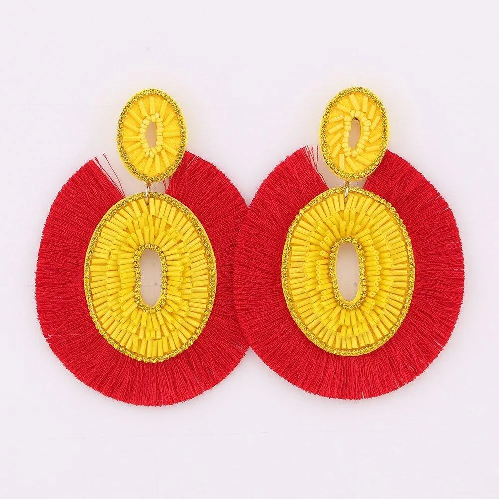 Big Bold Boho Fringe Fashion Statement Earrings