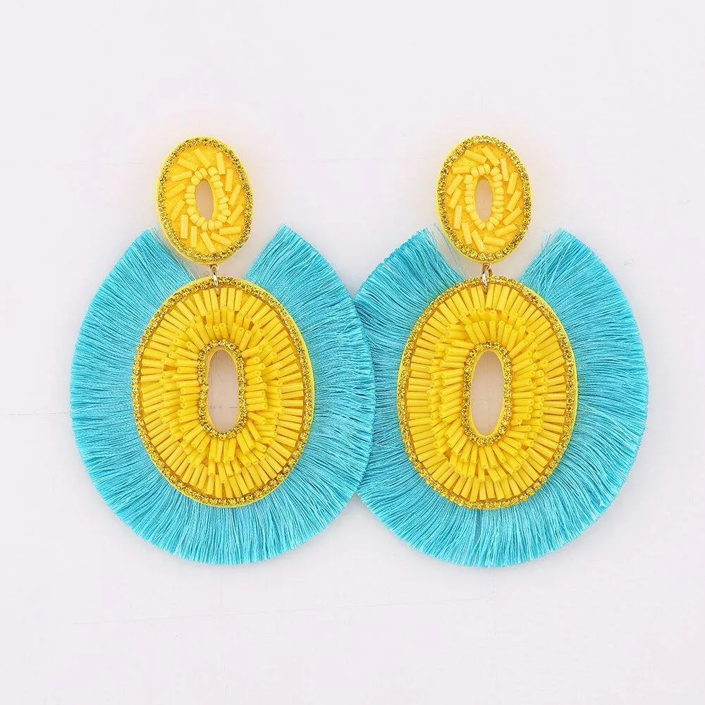 Big Bold Boho Fringe Fashion Statement Earrings