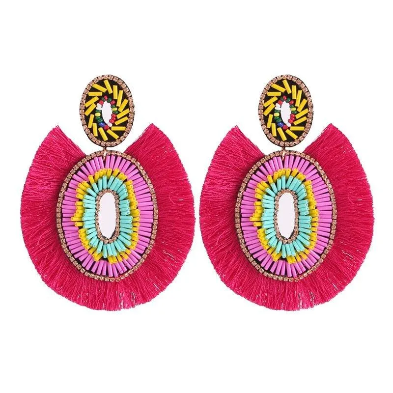 Big Bold Boho Fringe Fashion Statement Earrings