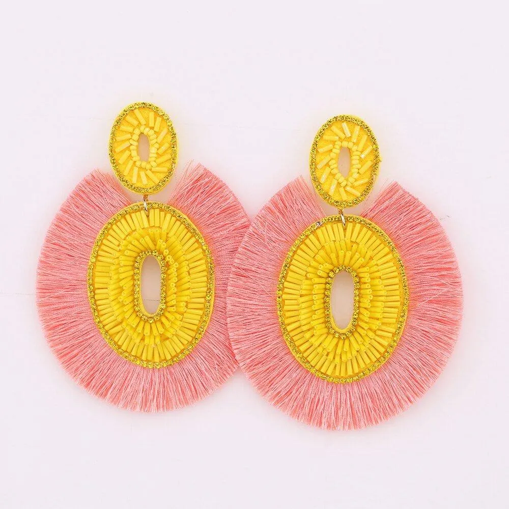 Big Bold Boho Fringe Fashion Statement Earrings