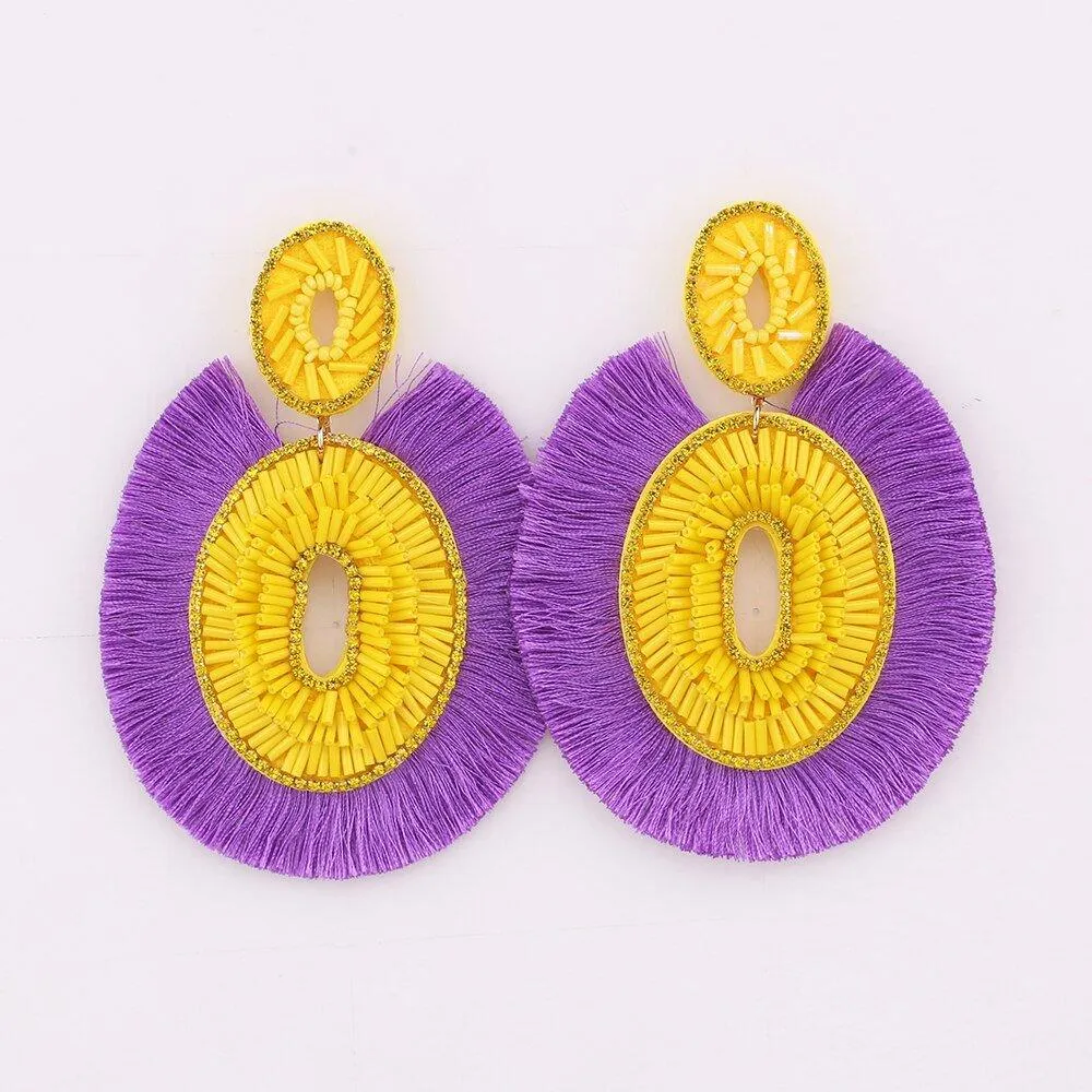 Big Bold Boho Fringe Fashion Statement Earrings