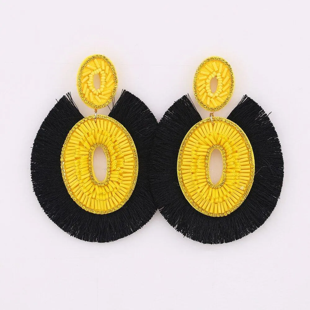 Big Bold Boho Fringe Fashion Statement Earrings