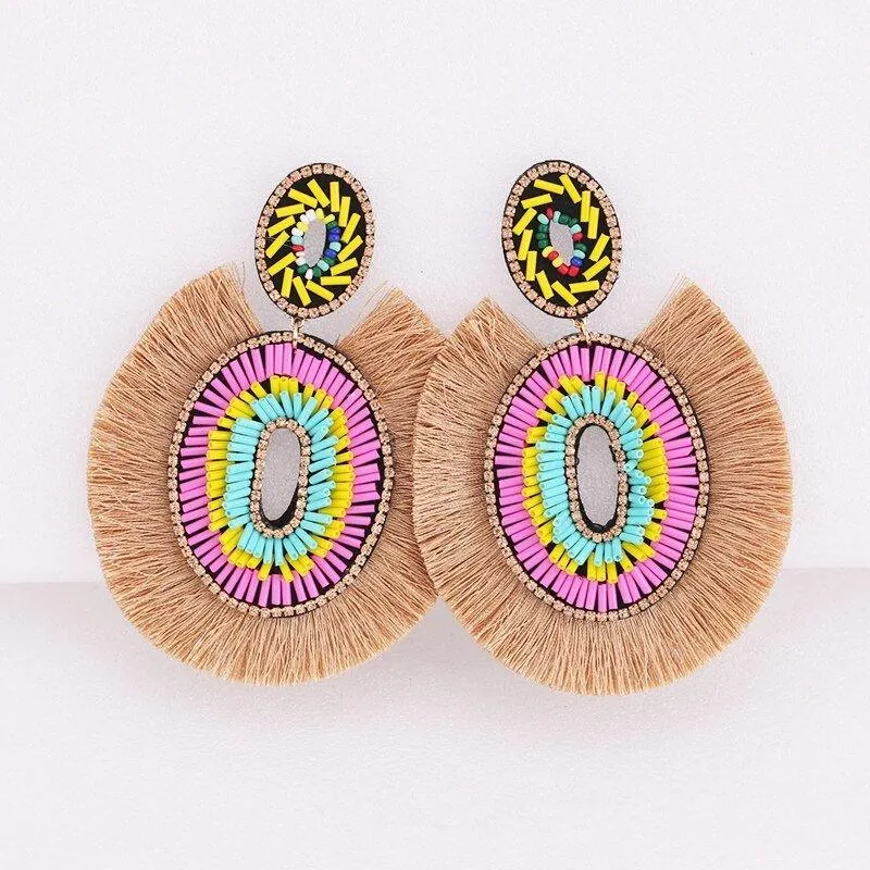 Big Bold Boho Fringe Fashion Statement Earrings