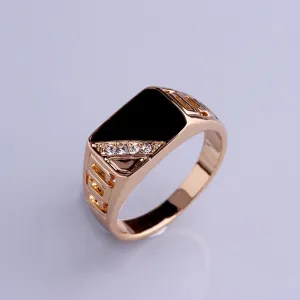 Black Rectangle Rhinestone Alloy Rings