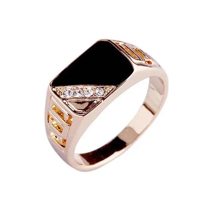 Black Rectangle Rhinestone Alloy Rings