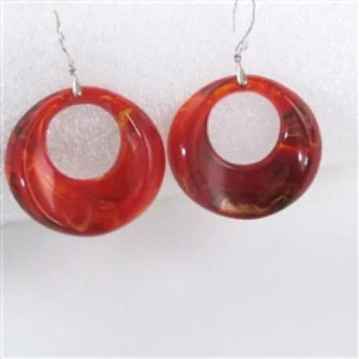 Bold Red & Silver Earrings Light Weight