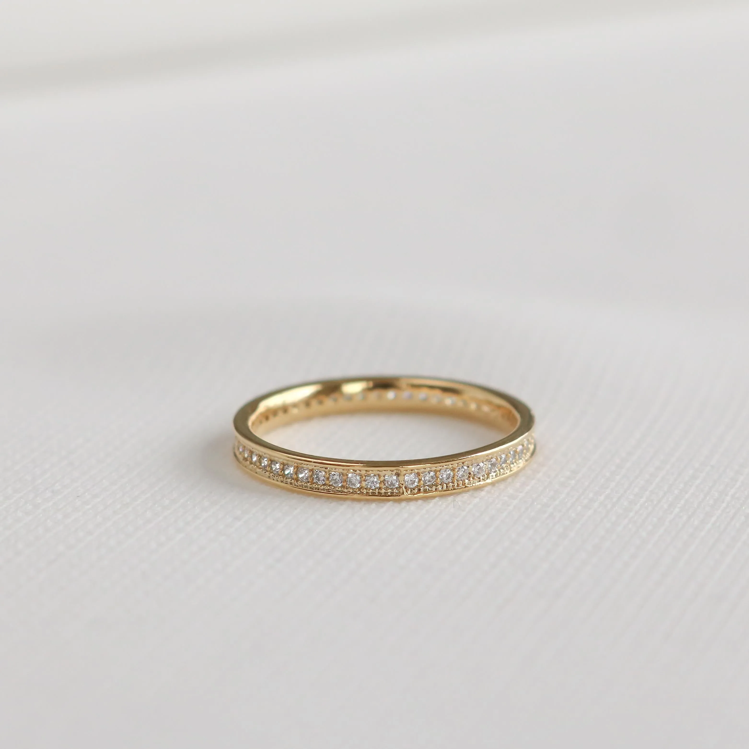 Bordered Pave Milgrain Eternity Ring