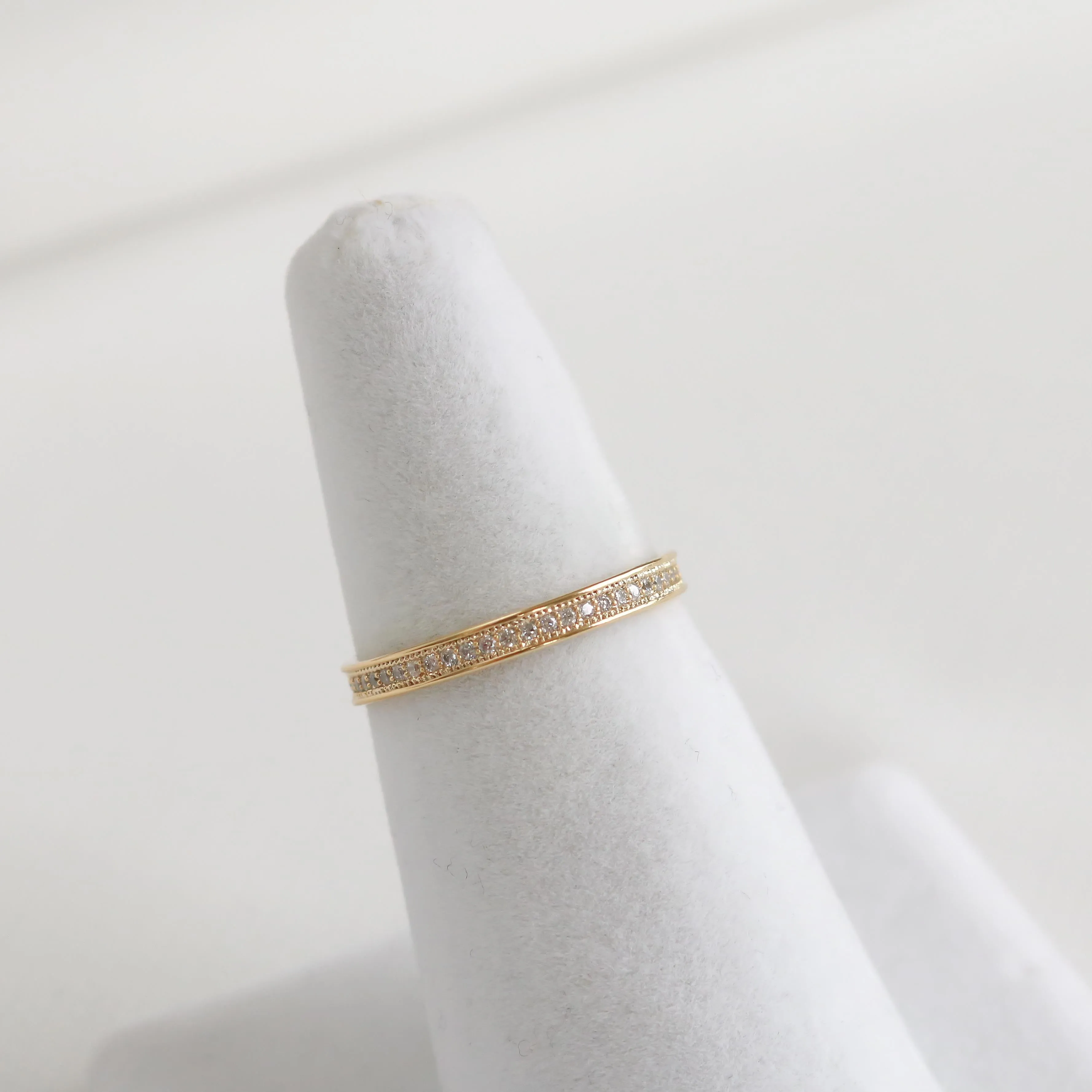 Bordered Pave Milgrain Eternity Ring