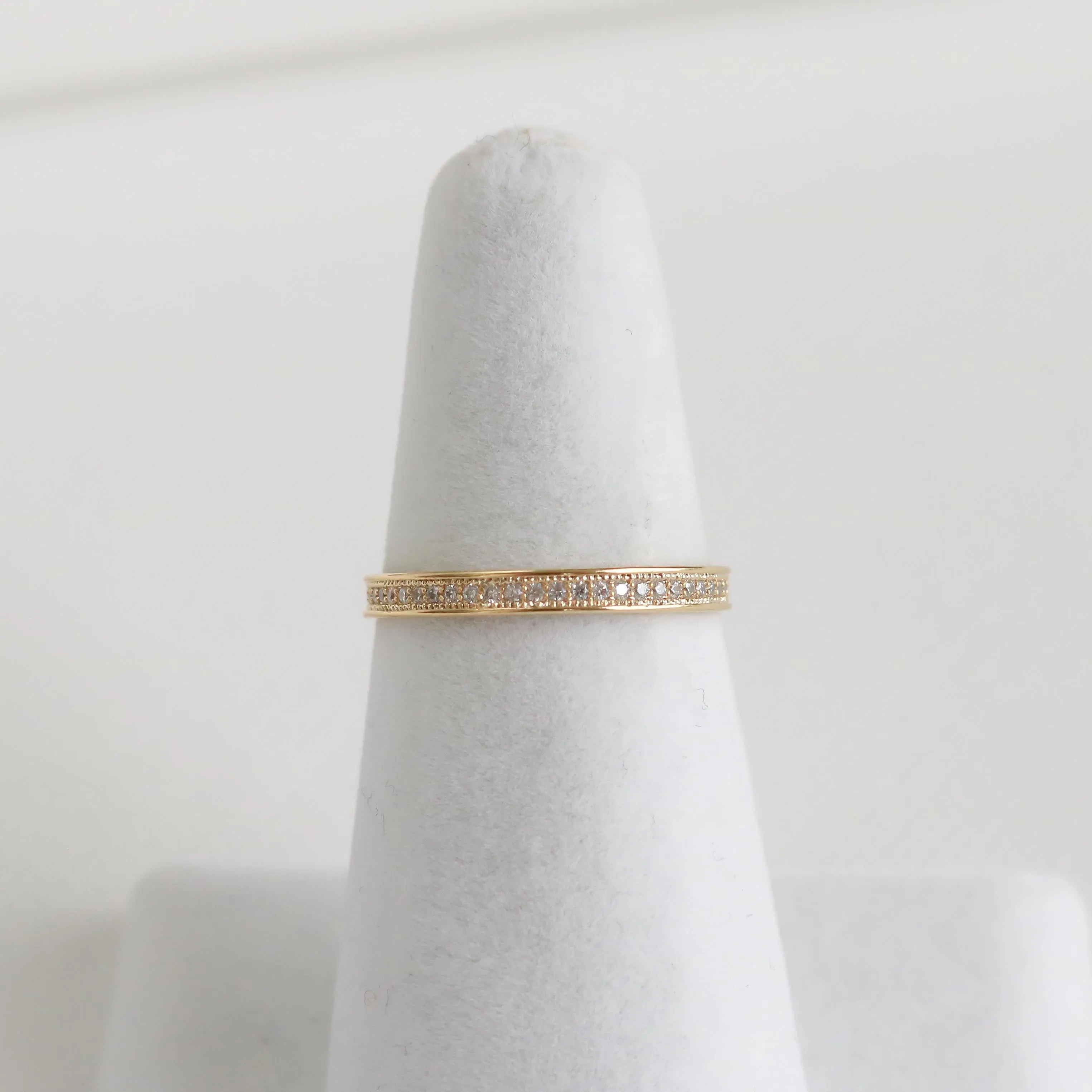 Bordered Pave Milgrain Eternity Ring