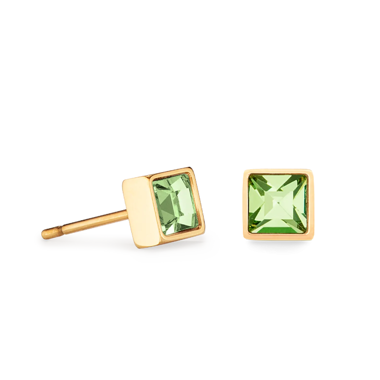 Brilliant Square small earrings gold green